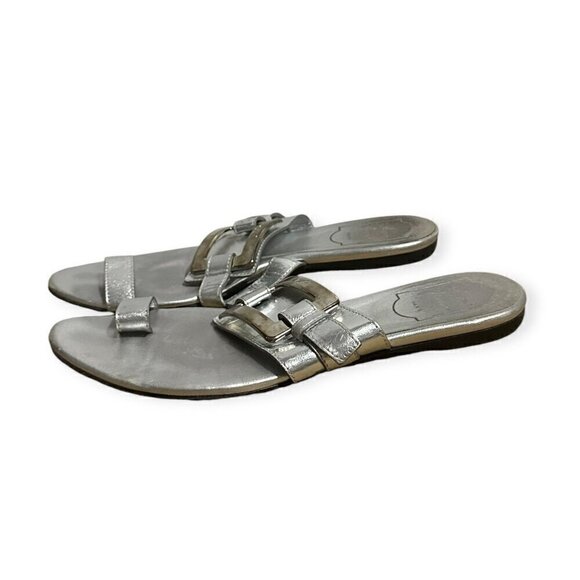Roger Vivier Silver Toe Ring Thong Flat Sandals, Size 38EU - Picture 5 of 13